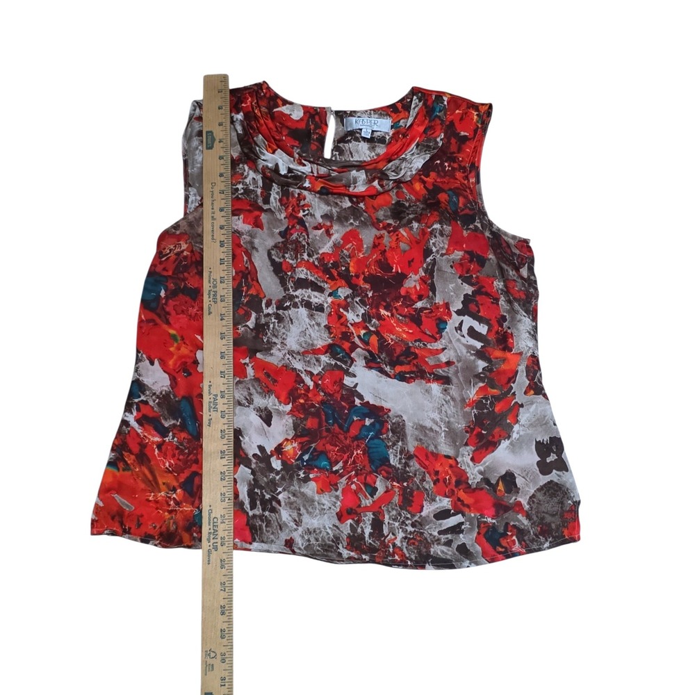 Kasper Separates Womens Red Abstract Cowl Neck Sleeveless Blouse Large - Picture 6 of 6